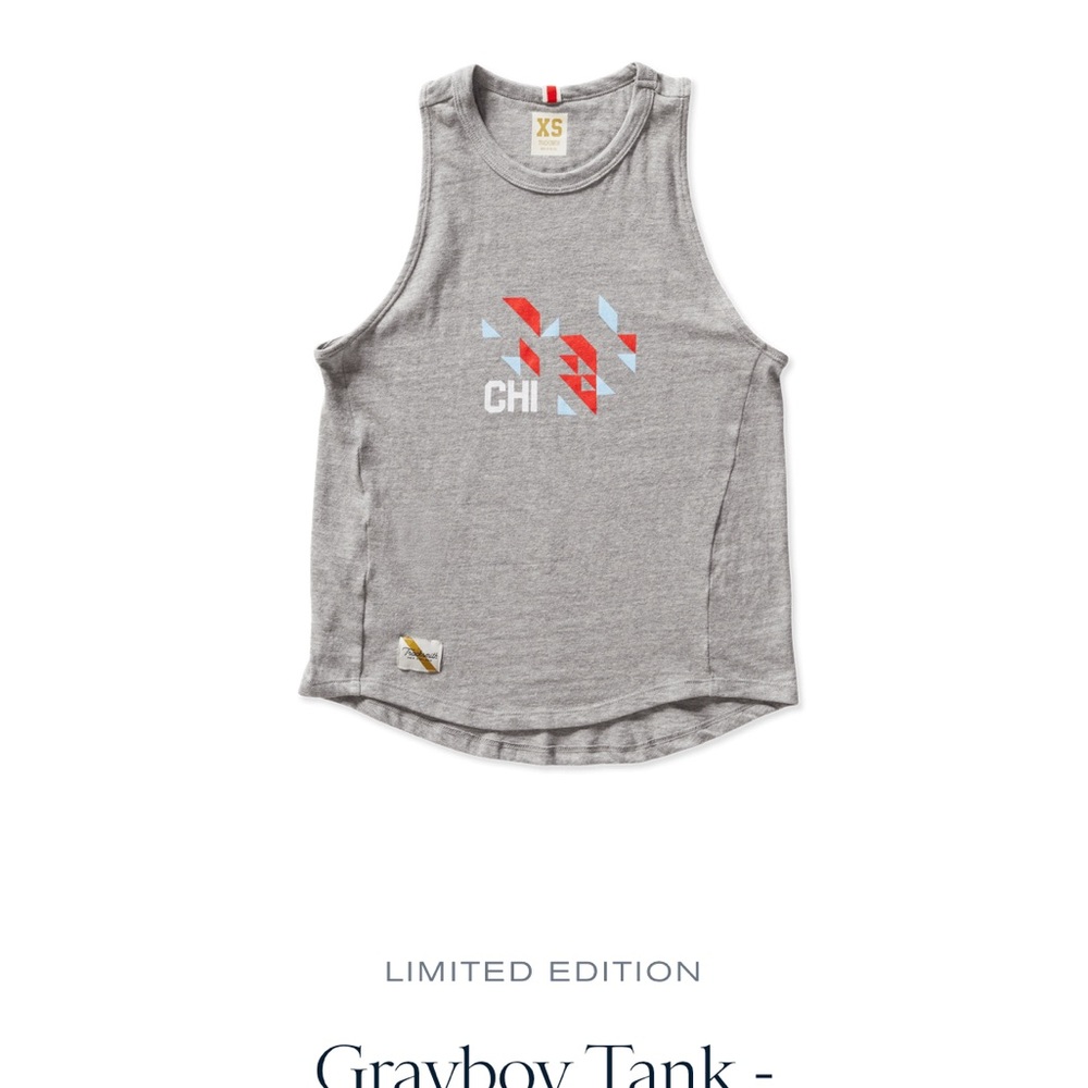 Tracksmith limited edition Chicago Greyboy tank XS